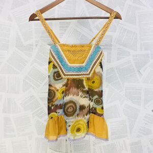 Lulumari Boho Hippie Peasant Mixed Media Tank S